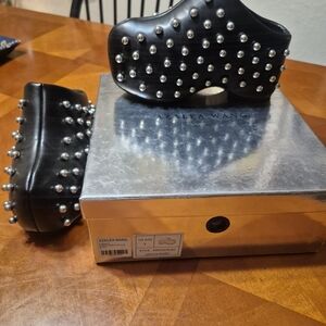 Azalea Wang Black Heels with Silver Studs